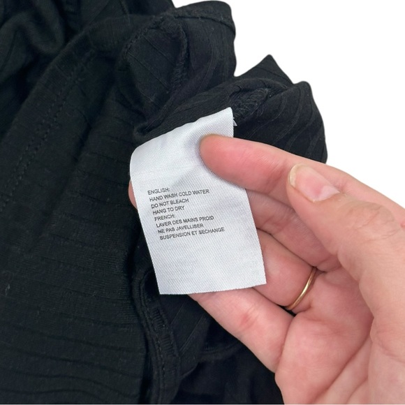 Elodie Black Ribbed Button Tank Tie Front Womens Large - Picture 4 of 5